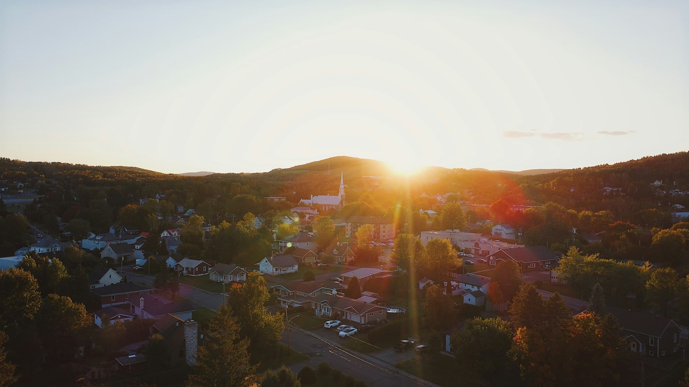 Morgantown from the air at sunrise